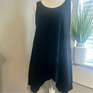 Eileen Fisher Black Sleeveless Tunic Dress – Size Large – Asymmetrical Hemline